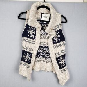 Vintage Y2K Abercrombie Wool Knit Sweater Vest Snowflake Moose Heritage Size M